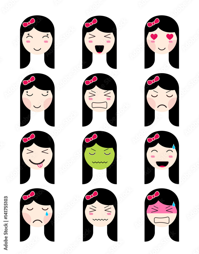 Premium Vector  Icon set anime girls