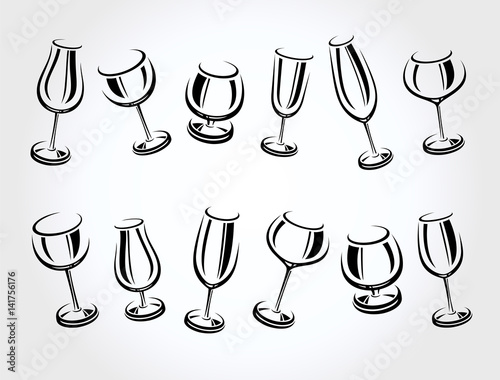 Alcoholic glass collection. Vector