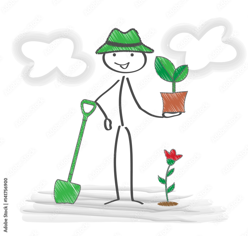 Strichmännchen / Gärtner / Vektor Stock Vector Adobe Stock