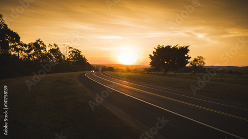 Highway trafin in sunset, Brazil 