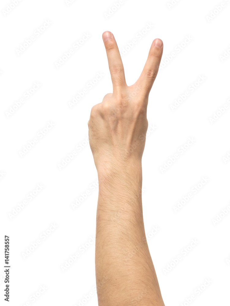 Man hand showing Victory sign isolated Man hand showing Victory sign isolated