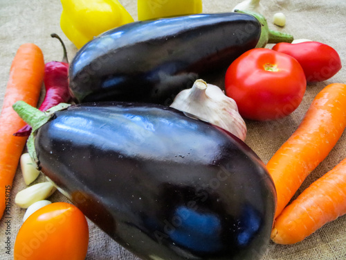 Fresh eggplant with vegetables