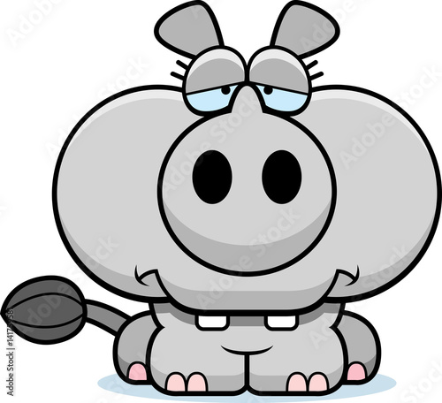 Cartoon Sad Rhinoceros