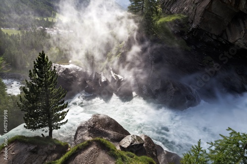 Aosta valley, Cogne, Lillaz, Italy. Lillaz waterfalls photo