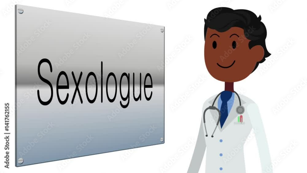sexologue devant sa plaque