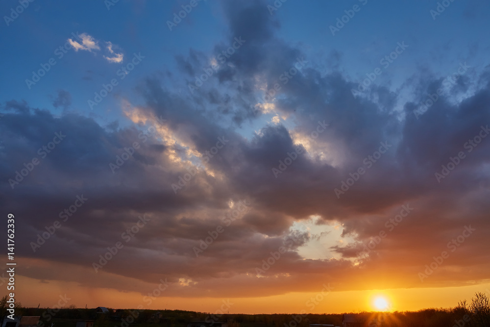 bright sunset sky background