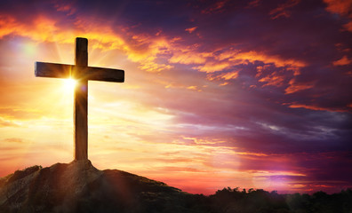 Crucifixion Of Jesus Christ - Cross At Sunset
