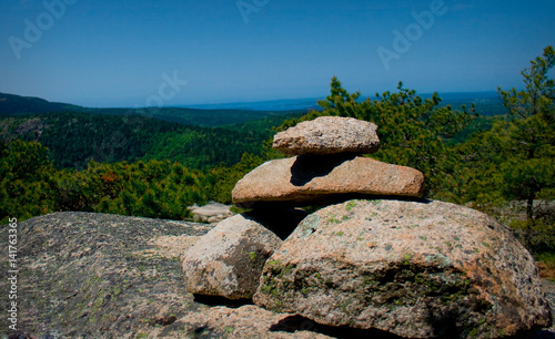 Stone Cairn on Mountain in Acadia National Park