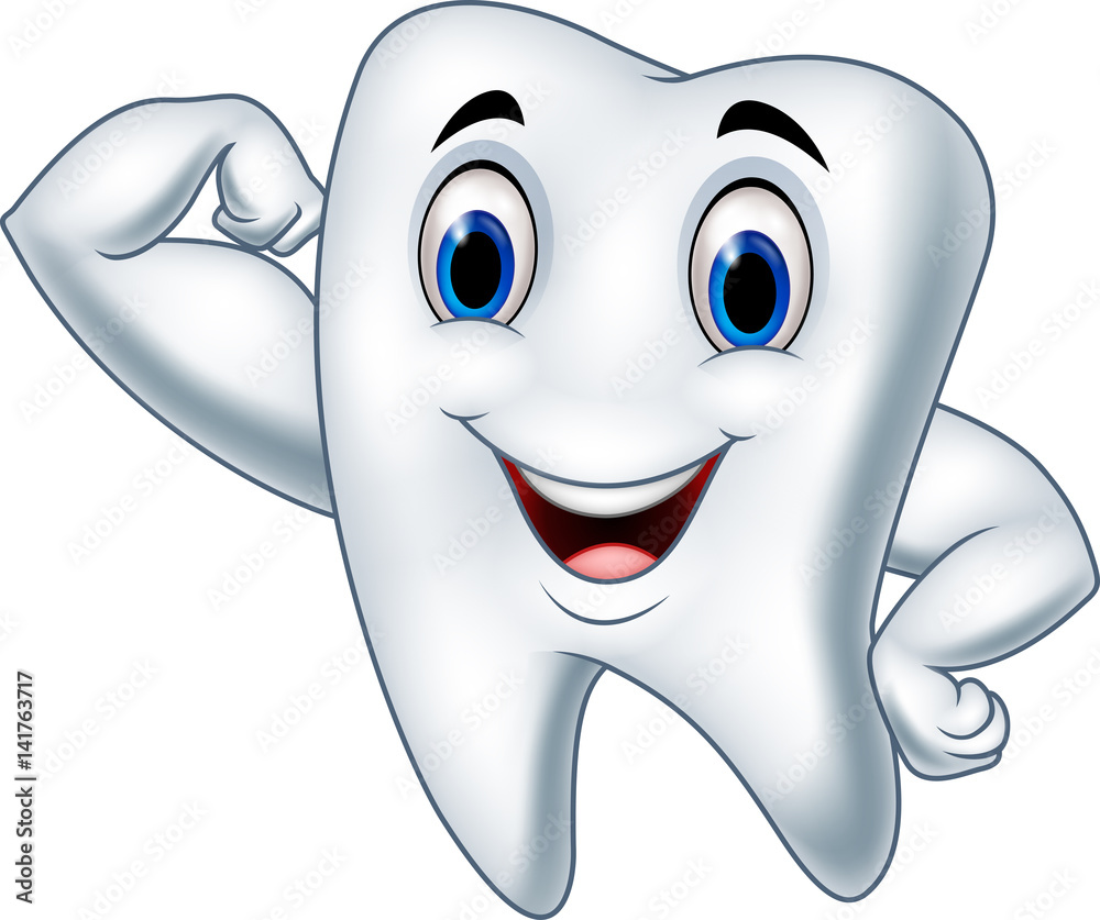 Fototapeta premium Cartoon strong tooth character