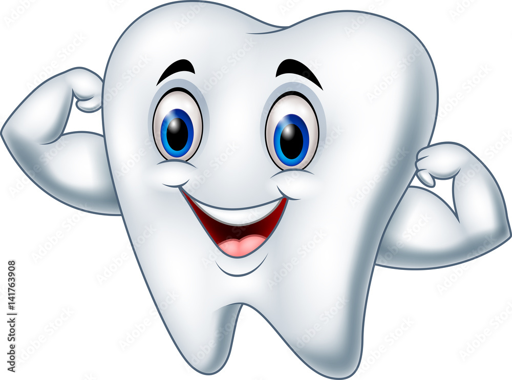 Fototapeta premium Cartoon strong tooth character