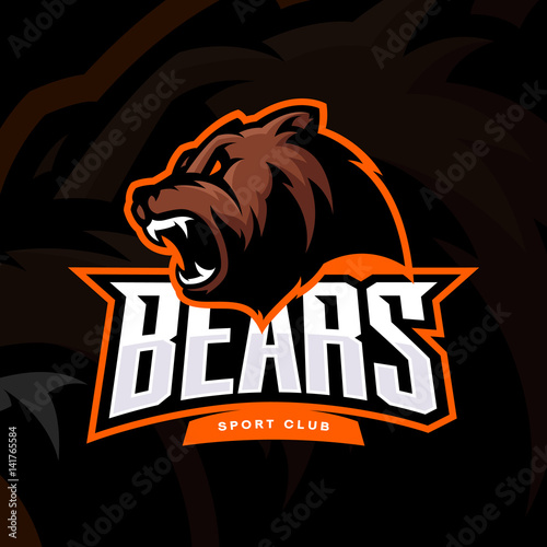 Furious bear sport vector logo concept isolated on dark background. Modern predator professional team badge design.
Premium quality wild animal t-shirt tee print illustration