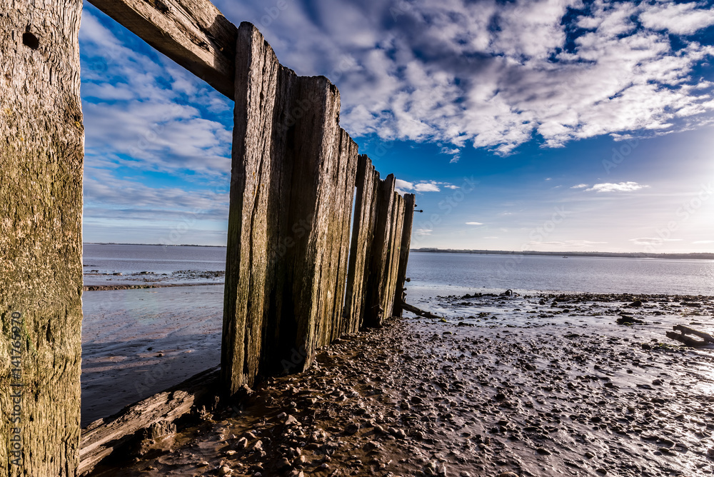 Old Wooden Riverside Pilings