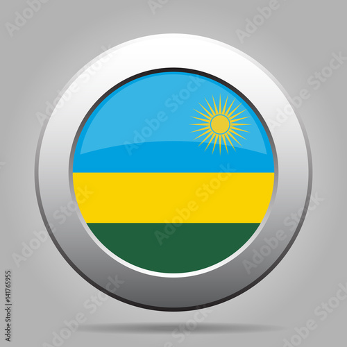 Free Download Flag of Rwanda. Shiny metal gray round button. - GFXLoad