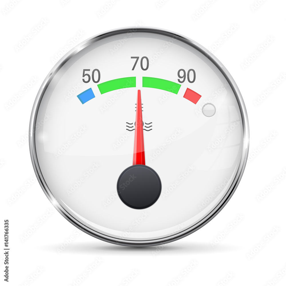 Car engine temperature gauge. Normal. With metal frame Car engine temperature gauge. Normal. With metal frame