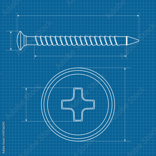 Screw. Outline icon. Phillips flat head