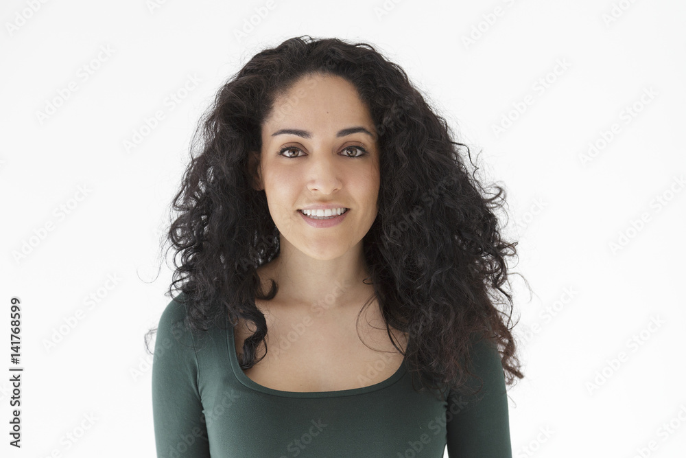 Studio portrait of brunette girl on white background Studio portrait of brunette girl on white background