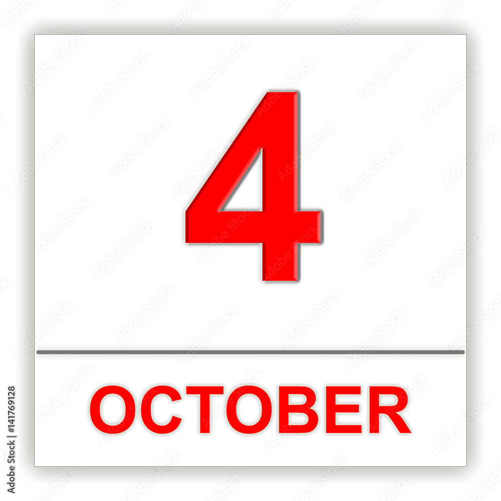 Fototapeta premium October 4. Day on the calendar.