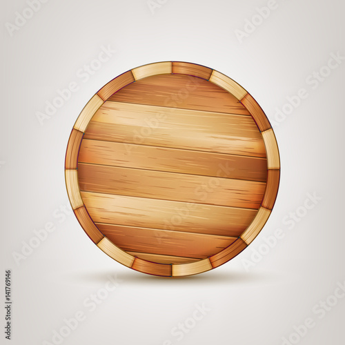 Barrel Wooden Sign Vector. Wooden 3d Icon Illustration.