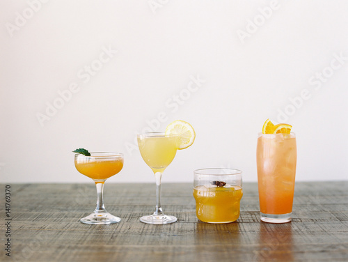 Row of citrus cocktails 