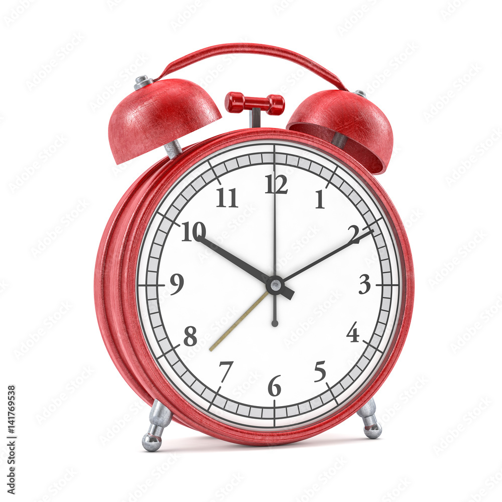 Old style alarm clock isolated on white. 3d rendering Old style alarm clock isolated on white. 3d rendering