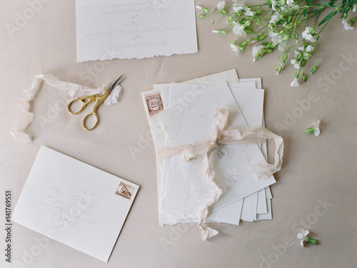 Preparing wedding invitations 