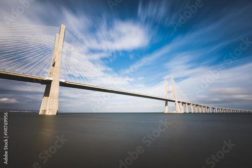 Vasco da Gama bridge in Lisbon, long exposure