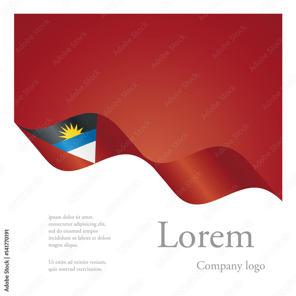Fototapeta premium New brochure abstract design modular pattern of wavy flag ribbon of Antigua and Barbuda