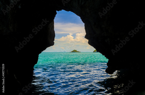 Sea caves in Thailand photo