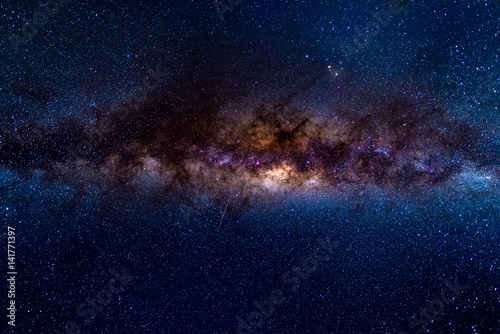 The austral Milky Way, with details of its colorful core, outstandingly bright. Captured from the Southern Hemisphere.