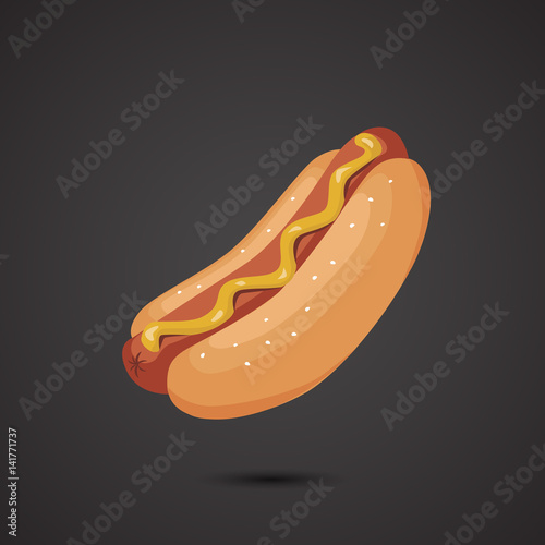 Hot dog realistic vector icon.