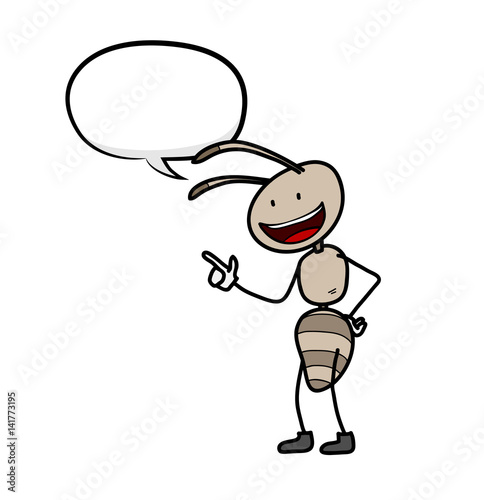 Cartoon Worker Ant with Blank Narration Text Bubble