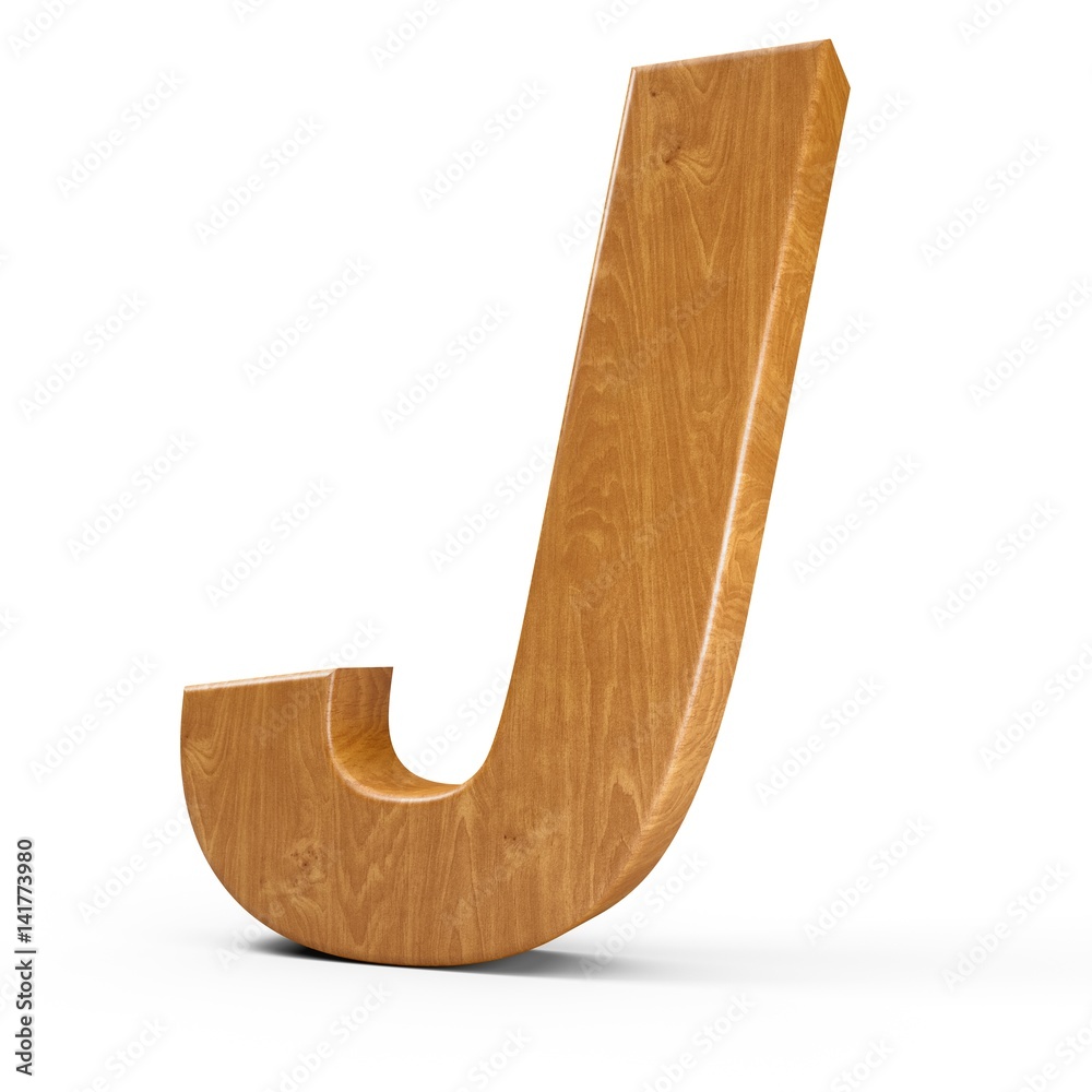 3d Rendering wood material italic letter J isolated white background 3d Rendering wood material italic letter J isolated white background