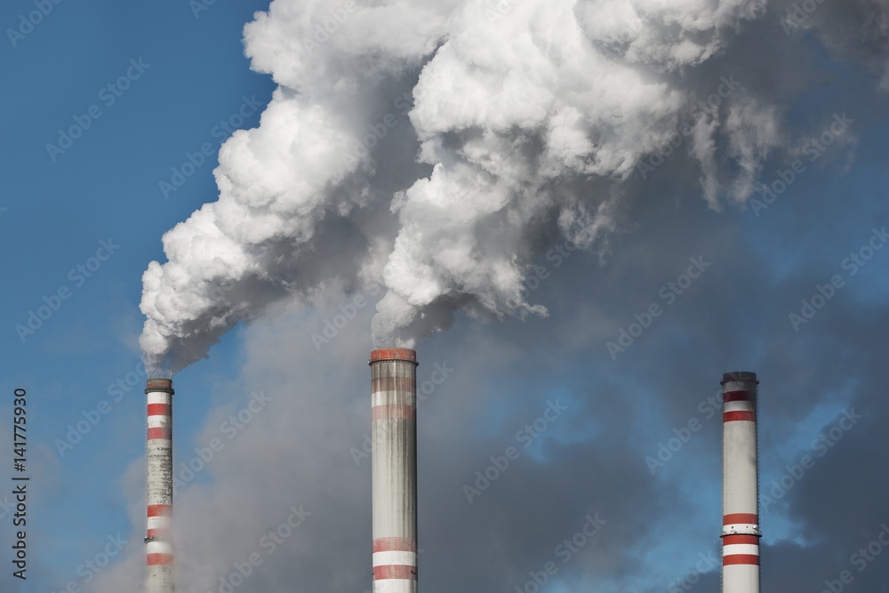 Industrial smoke stack of coal power plant