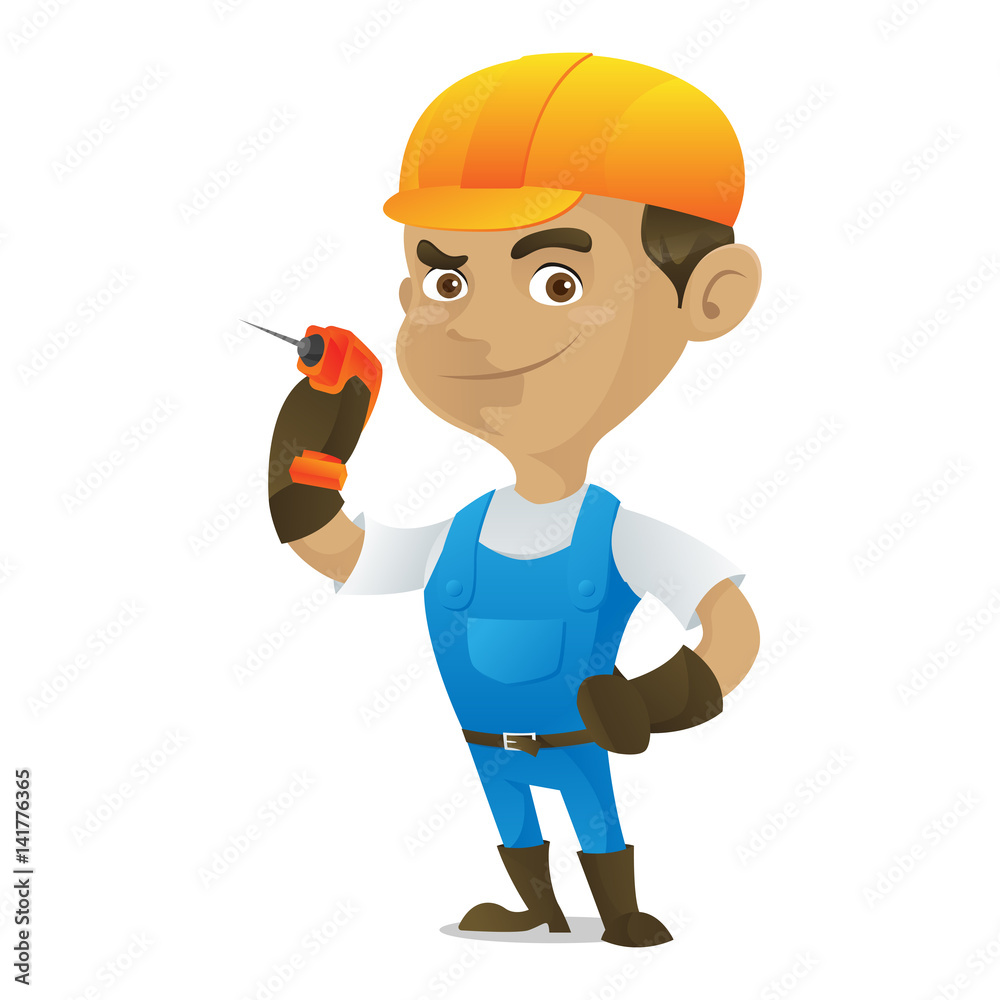 Handyman holding drill Handyman holding drill