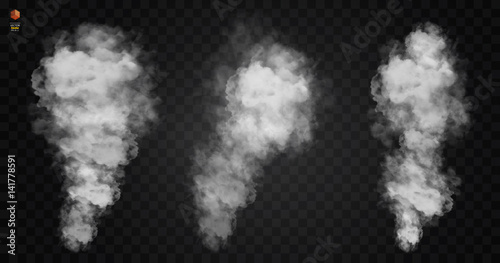 Fog or smoke isolated transparent special effect. White vector cloudiness, mist smog background. illustration