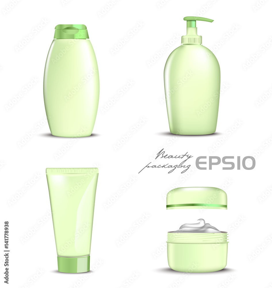 Premium Vector  A set of bottles and tubes of cosmetics jars for