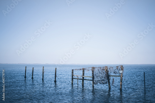 wooden posts poles in blue sea © Christian Horz