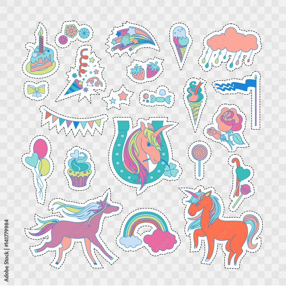 Naklejka premium Unicorn stickers set