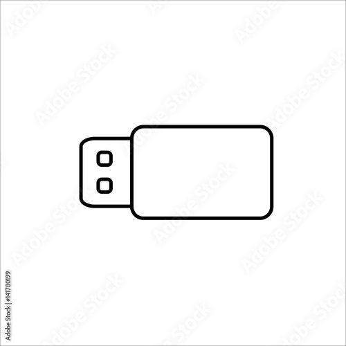 thin line flash drive icon on white background
