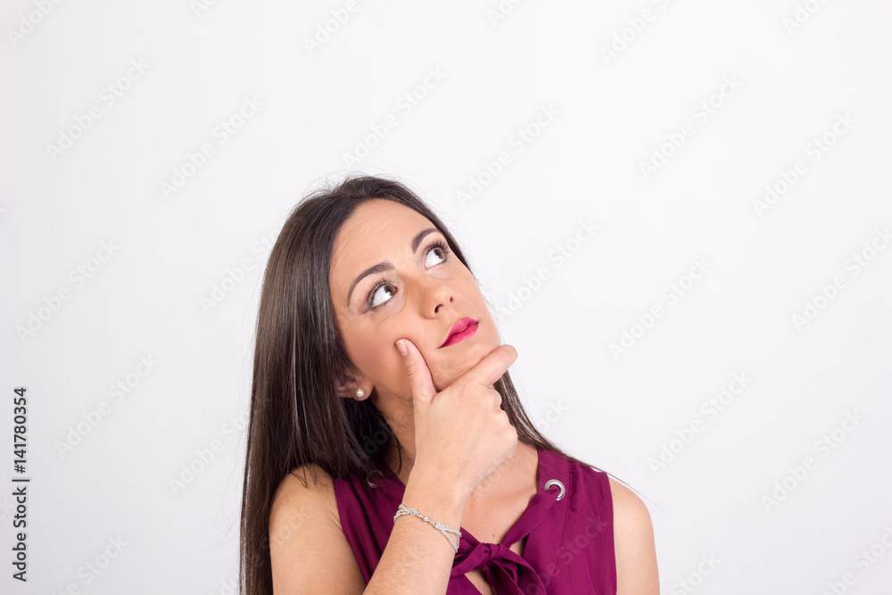 Brunette girl thinking Brunette girl thinking