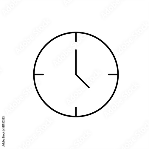 thin line clock icon on white background