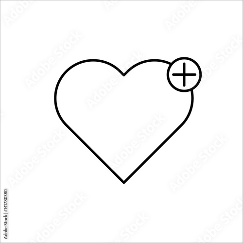 thin line heart icon on white background