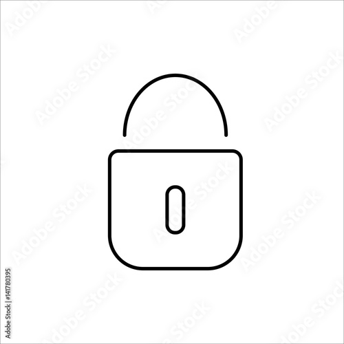 thin line lock icon on white background