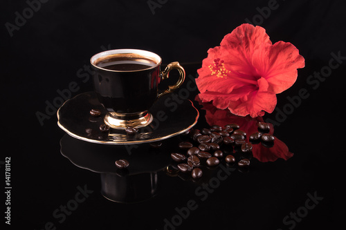 Cofee and red flower