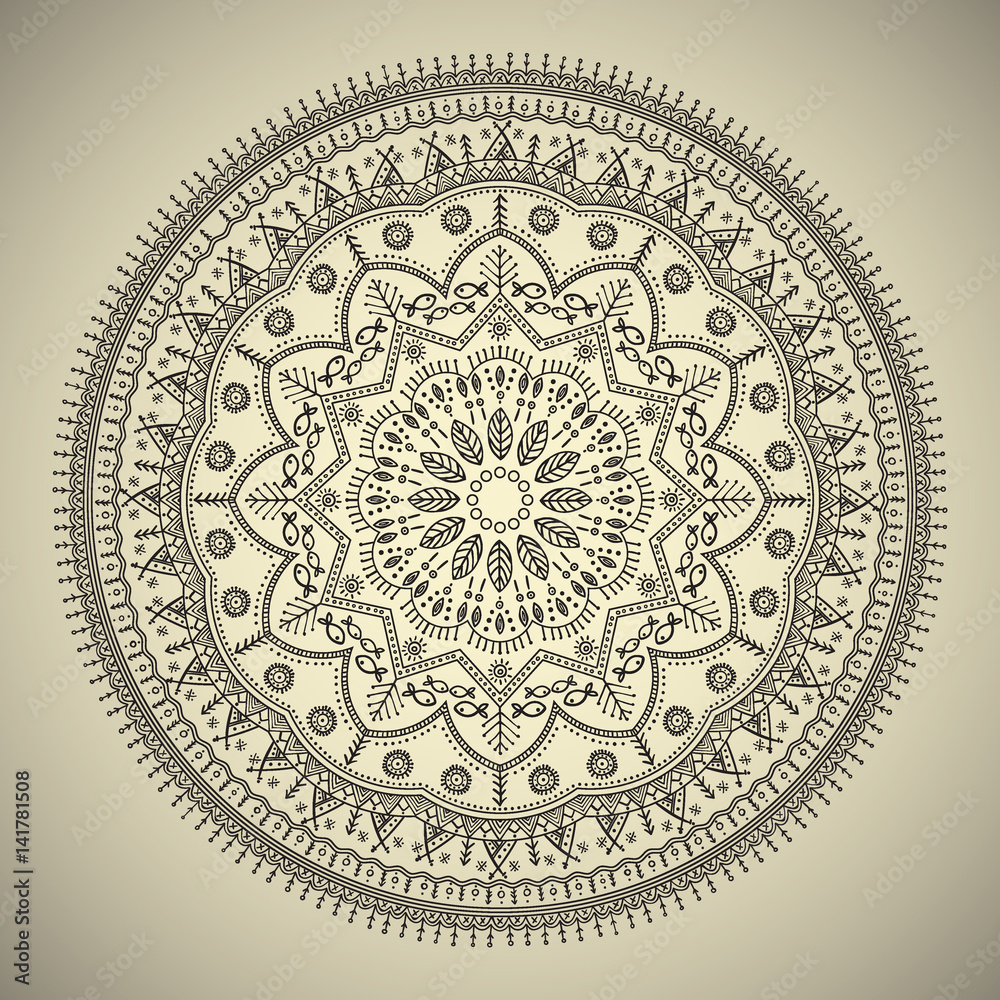 Beautiful ethnic mandala with a floral pattern