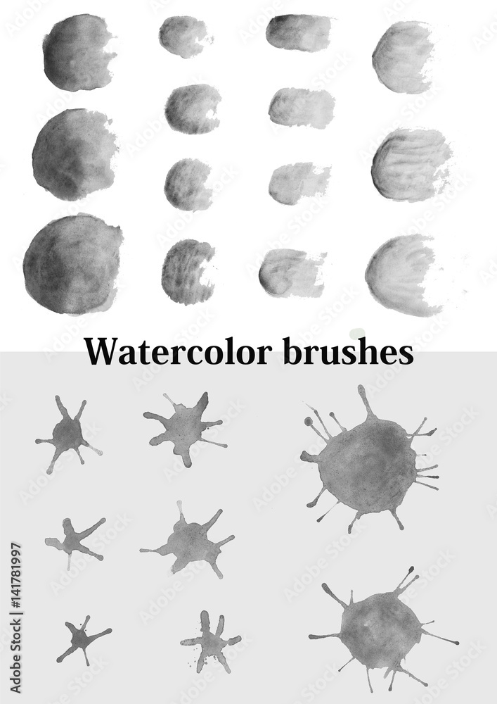 Large set of watercolor brushes