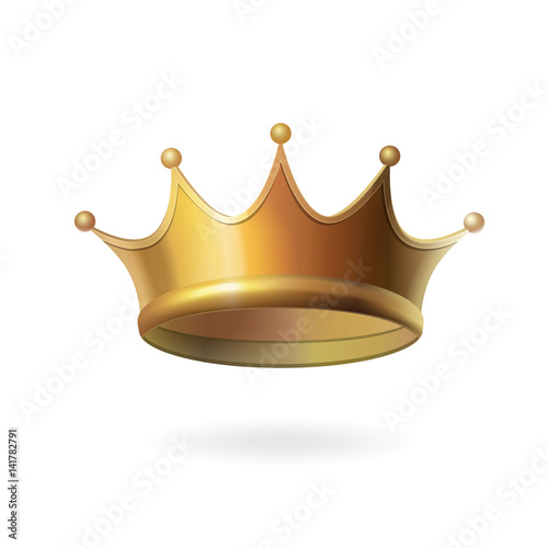 Gold crown on white background. Isolated vector illustration