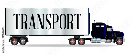 Truck Tractor Unit And Trailer With Transport Inscription