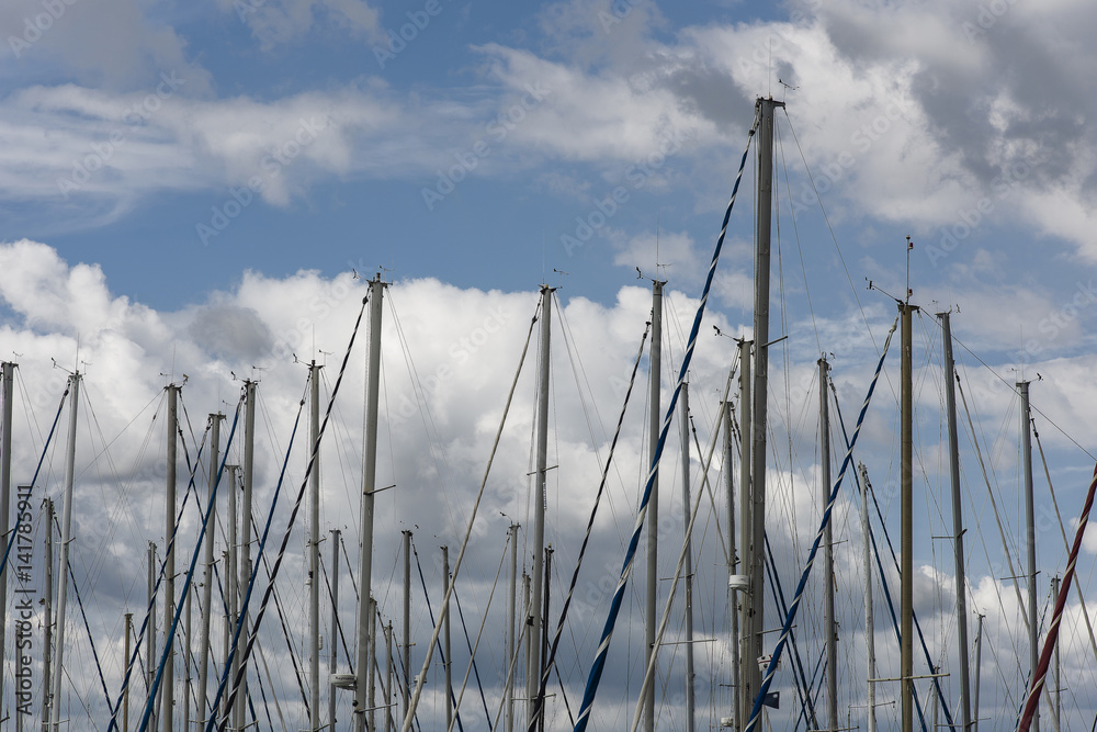 Boat masts in Cagliari port - Sardinia - Italy