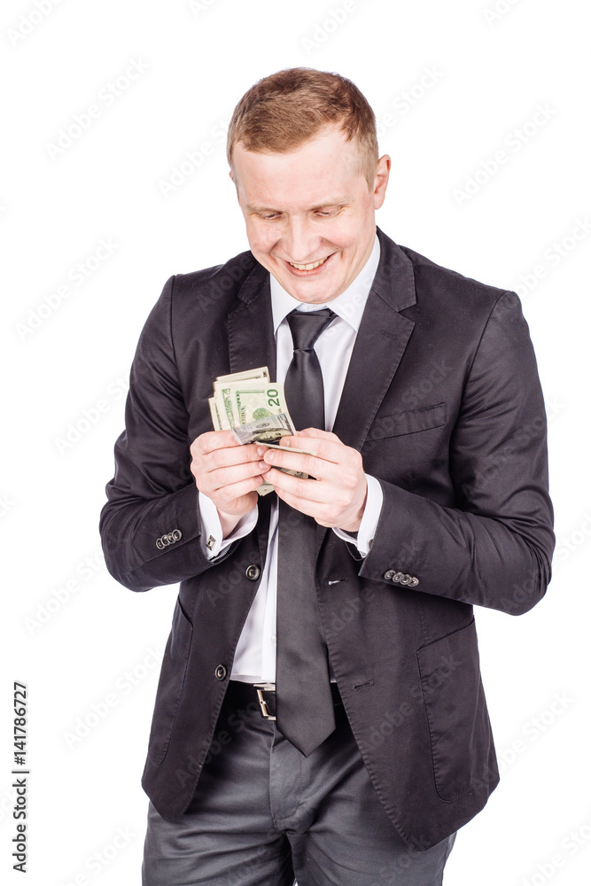 man holding a money isolated on white background man holding a money isolated on white background